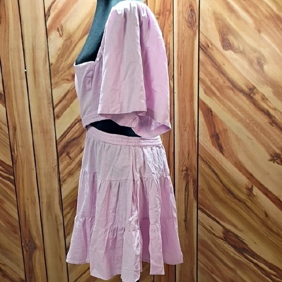 Free People Cross Of Sunlight Puff Sleeves,Cutout Waist Mini Dress XL - Picture 6 of 10